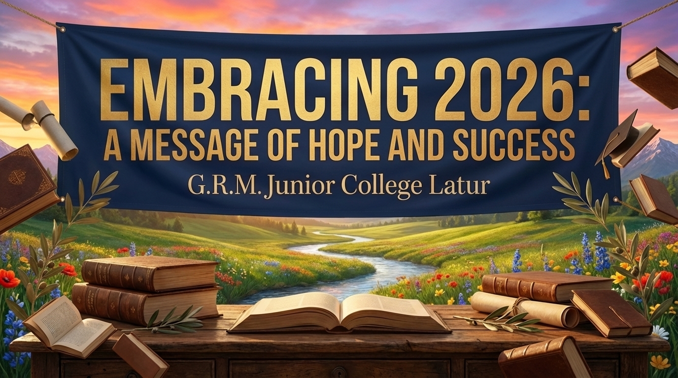 New Year, New Milestones As the clock strikes midnight and we usher in 2026, the campus of G.R.M. Junior College, Latur, vibrates with fresh energy and renewed dreams. The New Year is not just a change in the calendar; it is a reminder that every day offers a clean slate to write a better story. To Our Dear 12th Standard Students The Board Examinations are approaching, and we understand the mix of excitement and nervous energy you are feeling. Remember, these exams are not just a test of your memory, but a testament to your hard work, discipline, and resilience. You have spent the last two years preparing for this moment. Trust the process, trust your teachers, and most importantly, trust yourselves. Success is the sum of small efforts repeated day in and day out. Stay focused, maintain your health, and approach every paper with a calm and confident mind. Our Wishes May 2026 bring you the clarity to see your goals and the strength to achieve them. G.R.M. Junior College stands proud of your journey so far and looks forward to celebrating your future achievements. Wishing you all a Spectacular New Year and the very Best of Luck for your Exams!